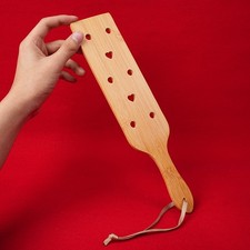 Wooden Bamboo Lightweight Spanking Paddle with Airflow Holes Flogger for Couples