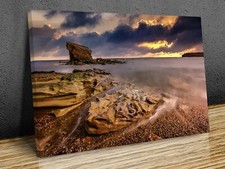 Foggy sea near pebble beach