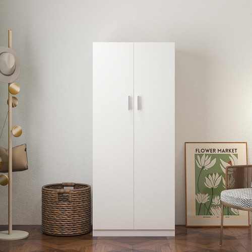 Modern white doors wardrobe - white,