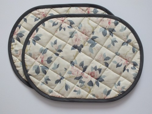 Pair quilted oval table - of,
