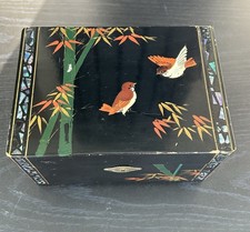 Japanese Music Jewelry Box Painted Wood LACQUER Abalone Playing With Key UK