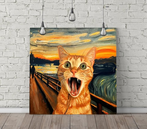 The scream painting cat - painting,