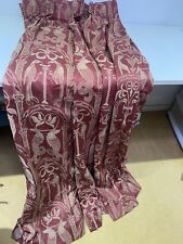 VNTGE BRICK RED DAMASK REGENCY HERALDIC PINCH PLEAT CURTAINS 60cm Wx1.53 DR BD