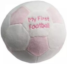 Snuggle Baby My First Football Baby Rattle, Pink and White Plush Sensory Ball, 1