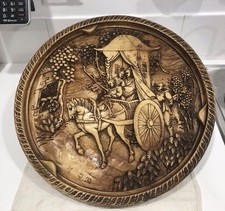 Antique Chinese  Resin Table Top-Diam.17”-Carved Resin-Carriage Theme-