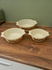 Vintage 3 x Pyrex Rustic Trees casserole Dishes / nesting dishes