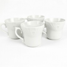 Set of 4 Dudson Fine China White Coffee Mugs Cups England Stoke-on-Trent Vintage