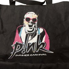 P!NK PINK Alecia Moore Tote Bag 2023 Tour Black Graphic 18"x16" Official NEW