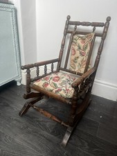 Antique Victorian Edwardian Oak Bobbing Chair Rocking Chair Child Teddy Doll￼
