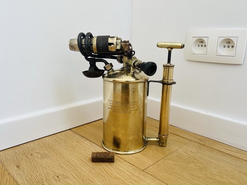 Antique large copper blowtorch - large,