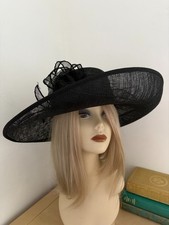 Women's Wide Brim Mimosa black mother of wedding occasion event funeral races
