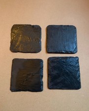 Set Of 4 Natural Slate Square Coasters Coffee Table Mug Mats Coaster 10x10cm