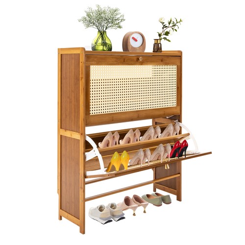 Rattan shoe cabinet flip - shoe,