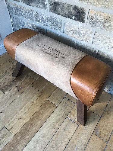 Bench leather and canvas - bench,