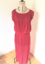 Ladies My(HEART)es Red Burgundy Maxi Pleated Evening Ascot Wedding Dress UK S/M