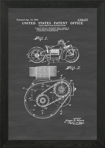 Indian motorcycle 1943 framed - motorcycle,