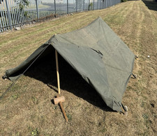 Vintage British Army 1980's 2-Man Drab Canvas Pup Tent Bivouac Camping Survival