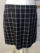 Black & White Grid Print A Line Skirt Size 16