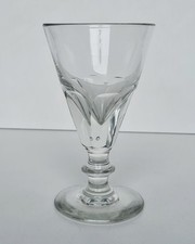 Antique Wine Glass (Or Absinthe) Thick Faceted Diamond Point Base 19th Century.