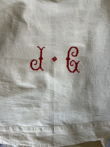 Vintage french cream linen - french,