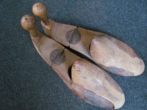 Pair vintage wooden shoe - of,