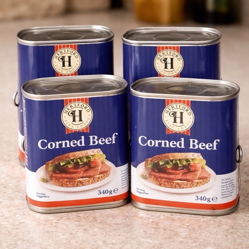 Hertford corned beef tins - of,