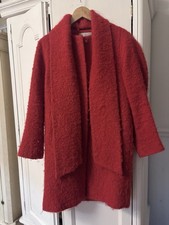 Hobbs Red Wool Mohair Coat UK 6 – Textured Bouclé Longline Jacket Bnwot