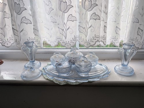 1950s rutland clear blue - 1950s, glass
