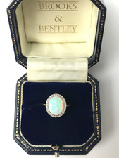 Synthetic Opal and Zircon 9ct Gold Ring Opal & Zircon Ring Size Q
