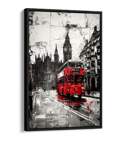 Painting red london bus - london,