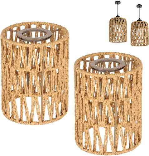 Pcs woven lampshade rattan - 2, lampshade,