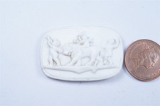 ANTIQUE MOLDED WHITE GLASS TASSIE CAMEO c1800's LION & CHERUBS