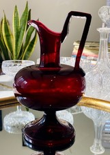 STUNNING ANTIQUE DECANTER CLARET JUG PORT SHERRY  RUBY BLOOD RED GLASS