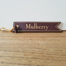 Mulberry Signature Logo Bookmark Tab Bag Charm Key Clip Oxblood Silky Leather