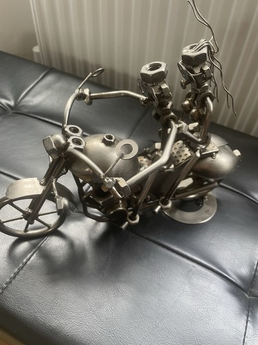Metal sculpture motor bike - metal,