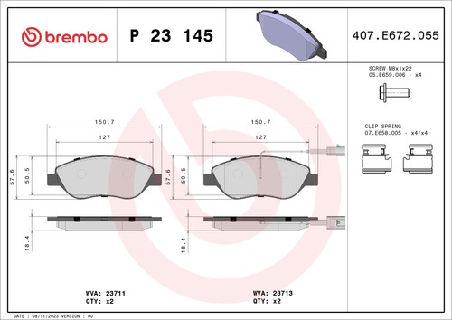 Fits brembo 145 brake pad - fits,