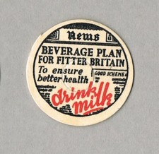 Milk Bottle Top UK X1 Waxed Cardboard Unused Vintage 1940-50's Caps