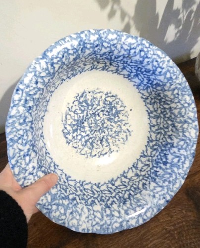 Antique spongeware blue white - antique,