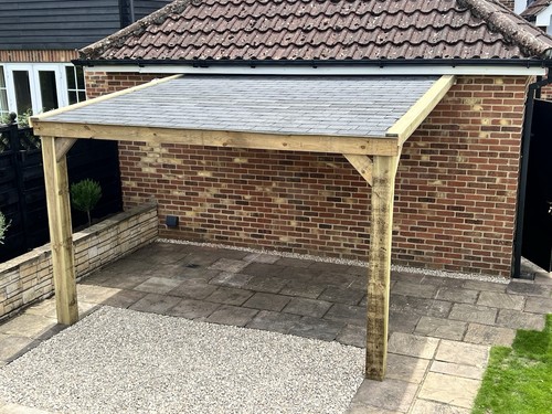 Wooden pergola with osb roof - wooden,