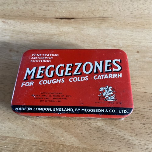 Vintage meggezones tin - meggezones, old