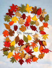 Felt small die cut leaves x 64 mixed autumn colours embellishments toppers