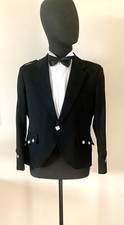 Mens Kilt Jacket, Argyll Style,Black Wool, Chest 38 Inches
