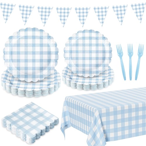 102 pcs light blue - pcs, gingham