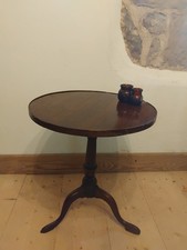 Antique Wooden Round Side Table, Plant Stand, Wine Table, Vintage Decor 