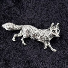 Fox brooch silver tone - silver,