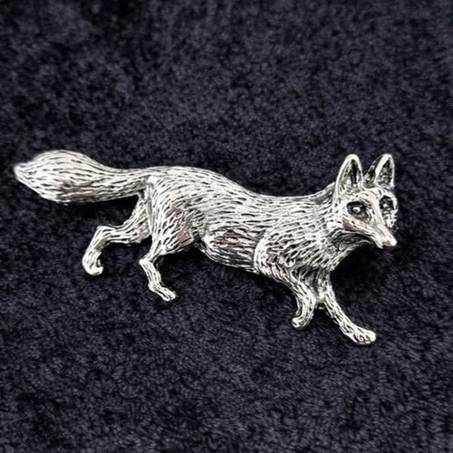 Fox brooch silver tone vintage - fox,