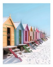 Colorful beach huts - beach, wall