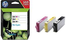 HP 364 Original Ink Cartridge Black Magenta Yellow SET of 3 Genuine N9J73AE BMY