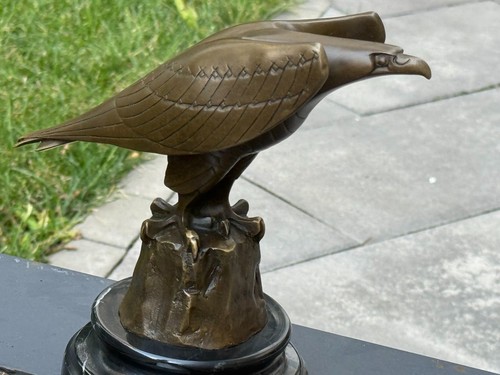 Bronze falcon statue - statue, eagle