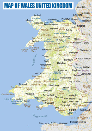 Map wales united - of, uk